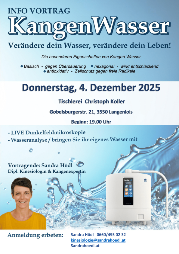 Vortrag Langenlois-1 Kangen Wasser Vortrag mit Sandra Hödl