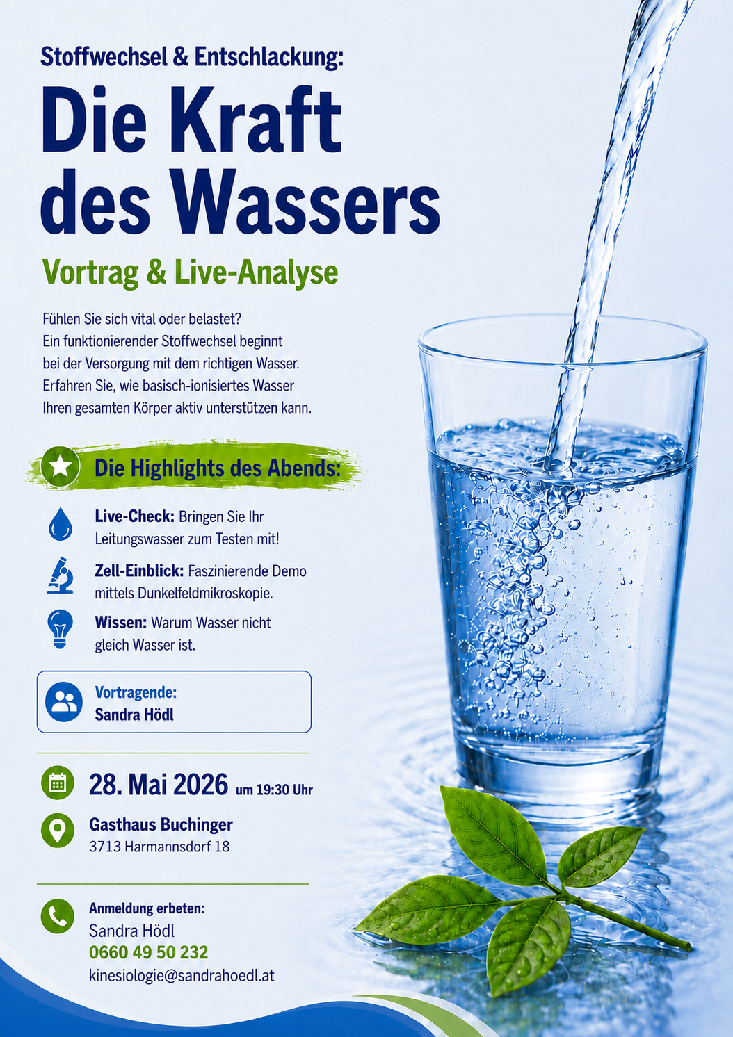 Einladung Vortrag Kangenwasser in Harmannsdorf