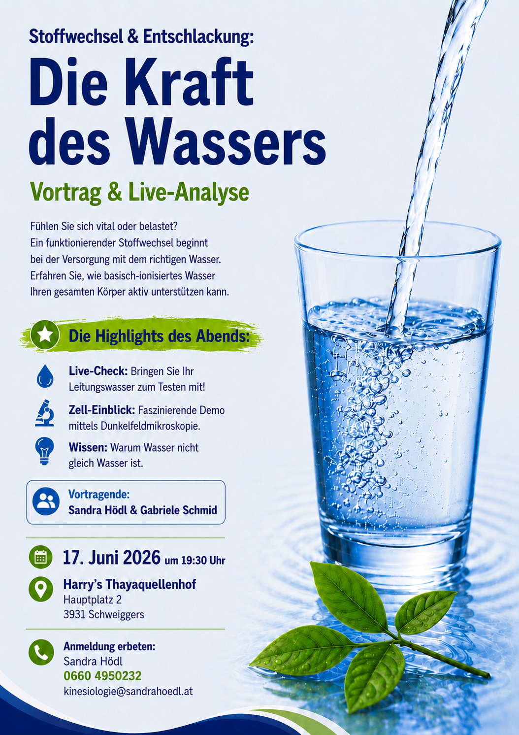 Einladung f&uuml;r den Kangenwasser Vortrag in Schweiggers