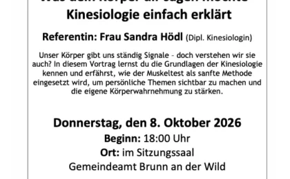 Kinesiologie Vortrag mit Sandra Hödl am 8. Oktober 2026 in Brunn an der Wild